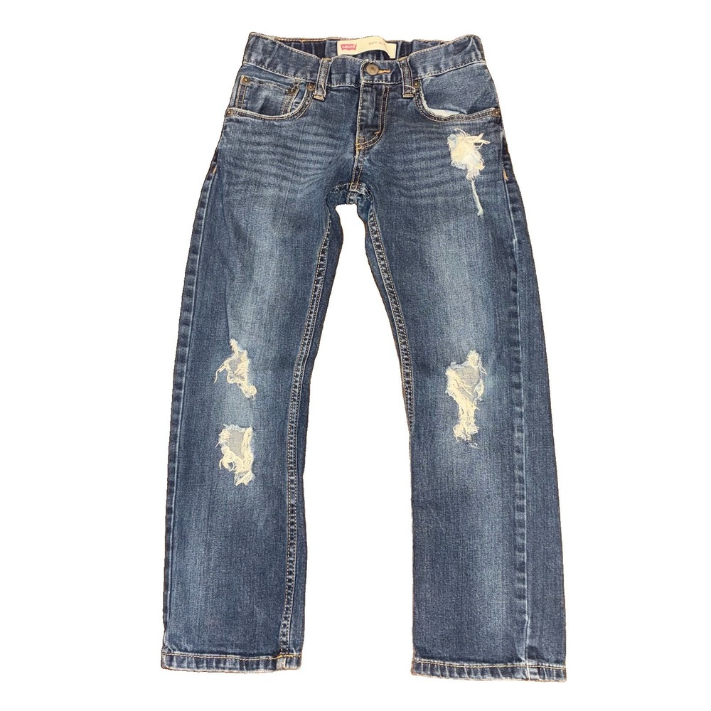 Levi Strauss 511 Slim Youth Boys Blue Denim Jeans Distressed Size 8 (24x22)